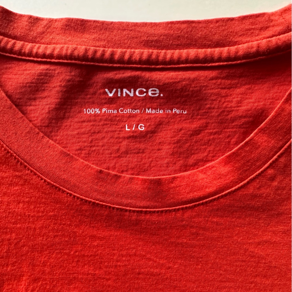 Vince essential Pima cotton crew neck T-shirt (L, vermillion) - has flaw - Picture 2 of 10